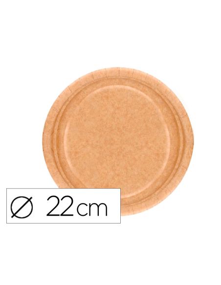 Plato Carton Biodegradable Marron 22 Cm Paquete De 50 Unidades