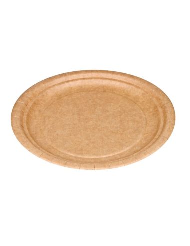 Plato Carton Biodegradable Marron 22 Cm Paquete De 50 Unidades