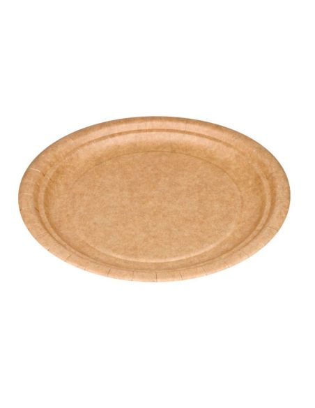 Plato Carton Biodegradable Marron 22 Cm Paquete De 50 Unidades