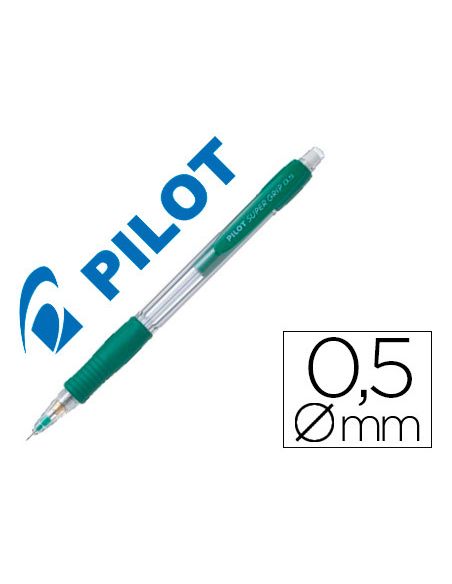 Portaminas Pilot Super Grip Verde 0,5 Mm Sujecion De Caucho