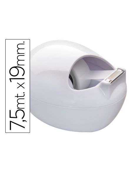 Portarrollo Sobremesa Scotch Color Blanco C-36 Karim De 7,5 Mt X 19 Mm Incluye Rollo De Cinta Adhesiva Magic