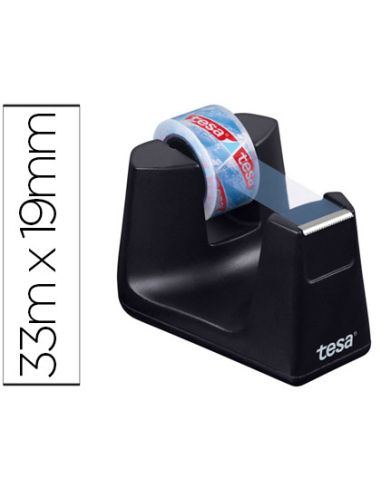 Portarrollo Sobremesa Tesa Plastico Easy Cut Smat Para Cintas De 33 Mt Color Negro