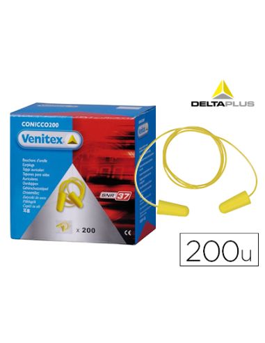 Protector Auditivo Delta Plus Conico Con Cordon Caja 200 Pares