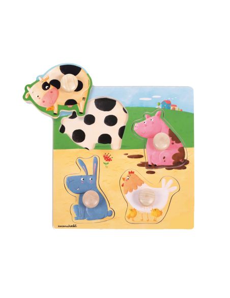 Puzle Goula Madera 4 Piezas Animales Granja Color