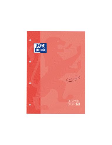 Recambio Color 1 Oxford Din A4+ 80 Hojas 90 Gr Cuadricula 5 Mm Tapa Blanda 4 Taladros Coral Touch