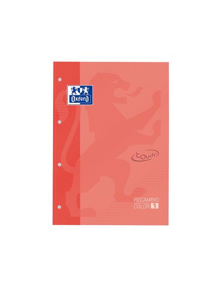 Recambio Color 1 Oxford Din A4+ 80 Hojas 90 Gr Cuadricula 5 Mm Tapa Blanda 4 Taladros Coral Touch