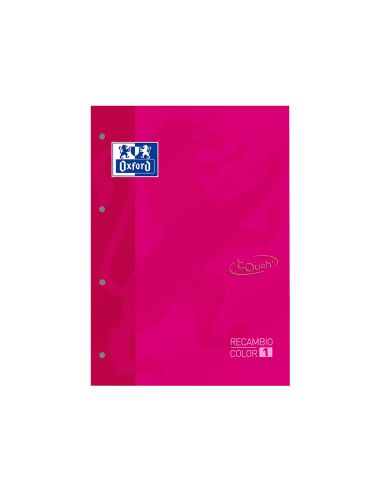 Recambio Color 1 Oxford Din A4+ 80 Hojas 90 Gr Cuadricula 5 Mm Tapa Blanda 4 Taladros Fucsia Touch