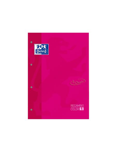 Recambio Color 1 Oxford Din A4+ 80 Hojas 90 Gr Cuadricula 5 Mm Tapa Blanda 4 Taladros Fucsia Touch