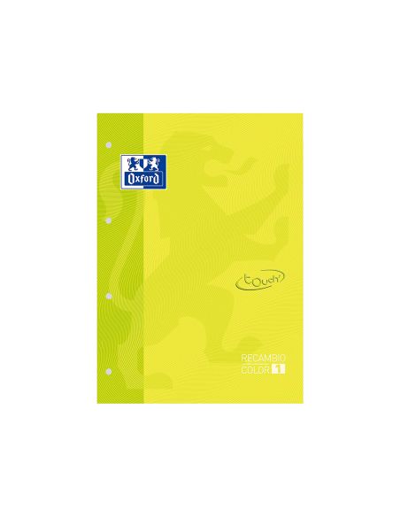 Recambio Color 1 Oxford Din A4+ 80 Hojas 90 Gr Cuadricula 5 Mm Tapa Blanda 4 Taladros Lima Touch