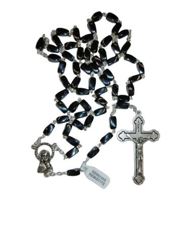 Rosario Ematite Genuino 7X4Mm Cubo Curvo