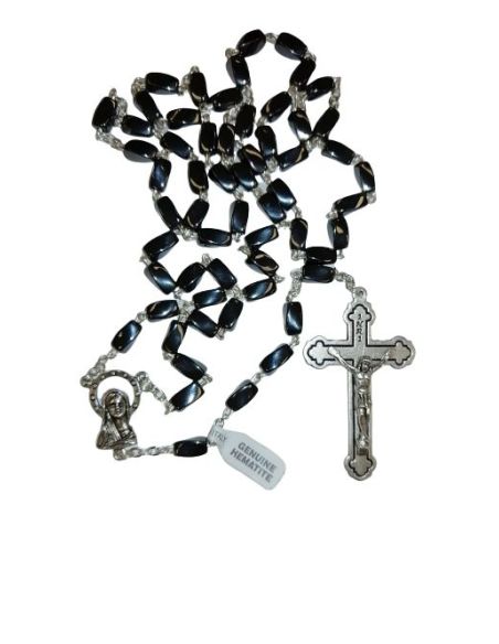 Rosario Ematite Genuino 7X4Mm Cubo Curvo