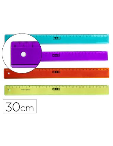 Regla M+R 30 Cm Plastico Graduada Y Biselada Colores Surtidos