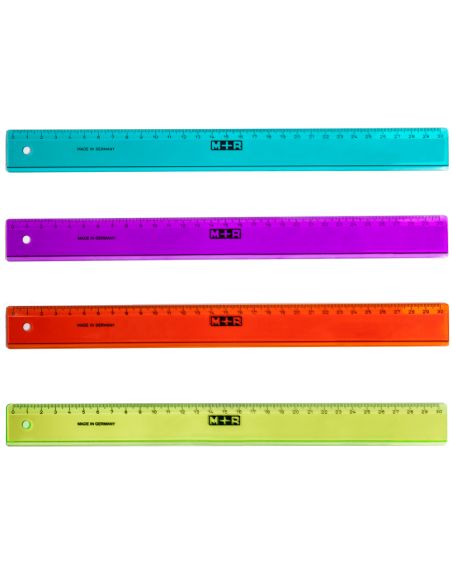Regla M+R 30 Cm Plastico Graduada Y Biselada Colores Surtidos