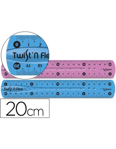 Regla Maped Plastico Flexible 20 Cm Colores Surtidos