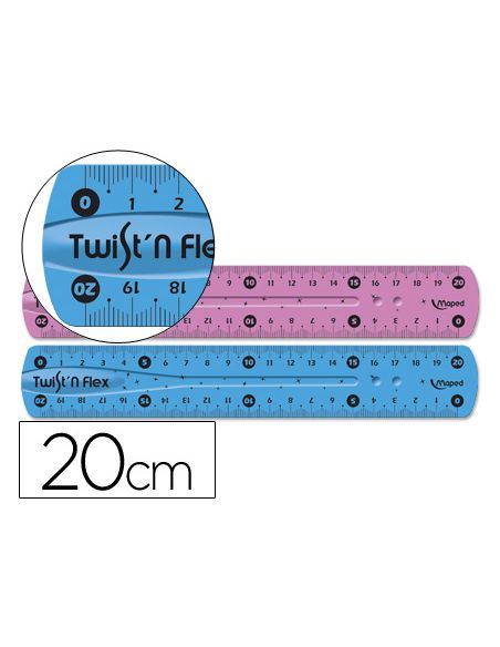 Regla Maped Plastico Flexible 20 Cm Colores Surtidos