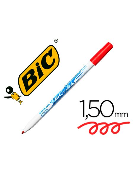 Rotulador Rojo +Bic Velleda Fino Para Pizarra Punta Redonda 1 Mm