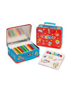Rotulador Carioca Color Kit Caja Metalica De 100 Unidades Surtidas + Album Colorear 2