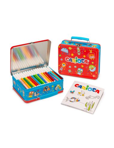 Rotulador Carioca Color Kit Caja Metalica De 100 Unidades Surtidas + Album Colorear