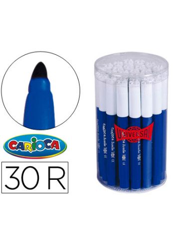 Rotulador Carioca Jumbo Azul Punta Gruesa Bote De 30 Unidades
