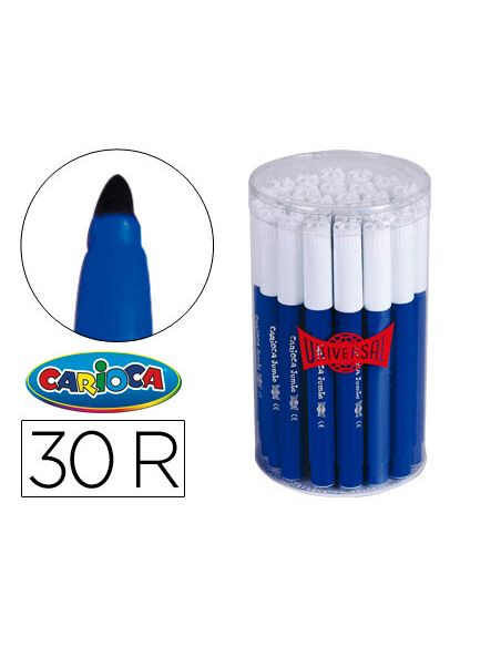Rotulador Carioca Jumbo Azul Punta Gruesa Bote De 30 Unidades