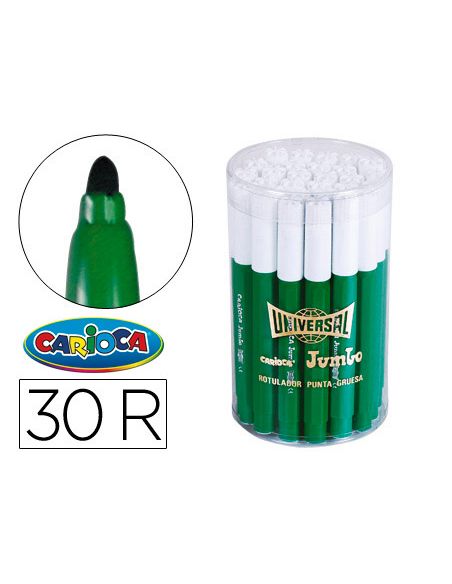 Rotulador Carioca Jumbo Verde Punta Gruesa Bote De 30 Unidades