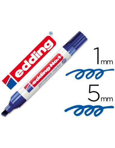 Rotulador Azul  Edding Marcador Permanente 1 Punta Biselada 5 Mm Recargable