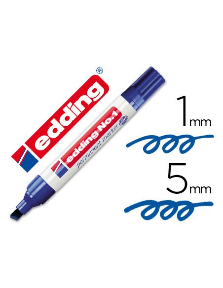 Rotulador Azul  Edding Marcador Permanente 1 Punta Biselada 5 Mm Recargable