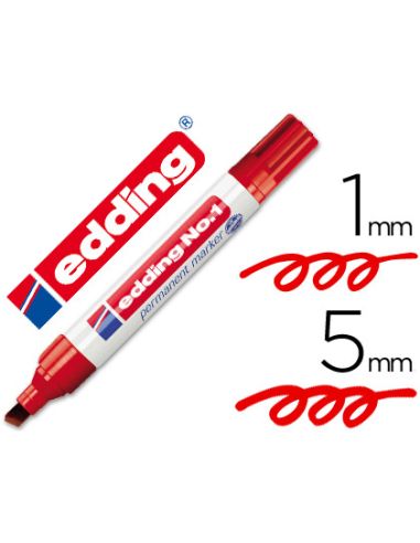 Rotulador Edding Marcador Permanente 1 Rojo Punta Biselada 5 Mm Recargable