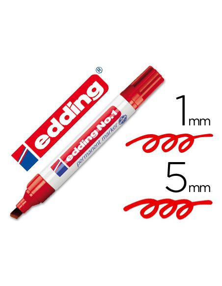 Rotulador Edding Marcador Permanente 1 Rojo Punta Biselada 5 Mm Recargable