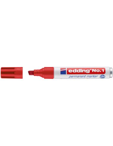 Rotulador Edding Marcador Permanente 1 Rojo Punta Biselada 5 Mm Recargable