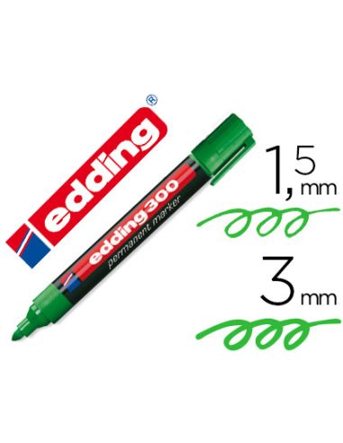 Rotulador Verde  Edding Marcador Permanente 300 Punta Redonda 1,5-3 Mm Recargable