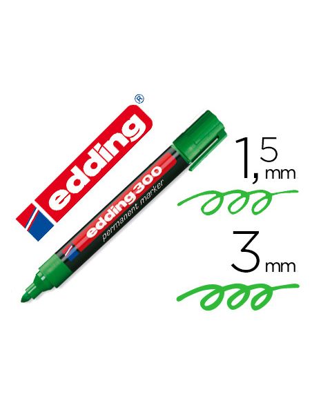 Rotulador Verde  Edding Marcador Permanente 300 Punta Redonda 1,5-3 Mm Recargable