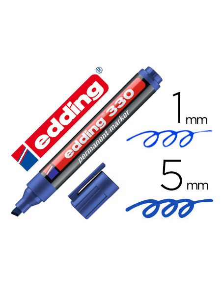 Rotulador Edding Marcador Permanente 330 Azul Punta Biselada 1-5 Mm Recargable