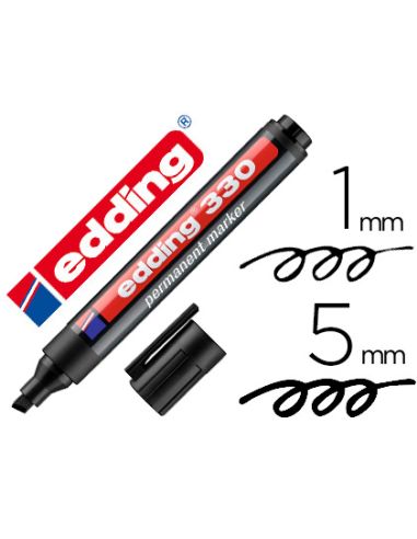 Rotulador Edding Marcador Permanente 330 Negro Punta Biselada 1-5 Mm Recargable