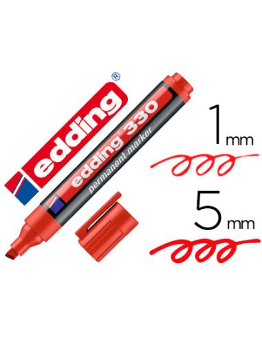 Rotulador Edding Marcador Permanente 330 Rojo Punta Biselada 1-5 Mm Recargable