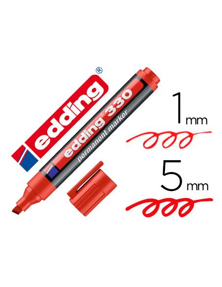 Rotulador Edding Marcador Permanente 330 Rojo Punta Biselada 1-5 Mm Recargable