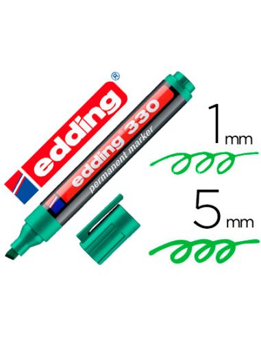 Rotulador Edding Marcador Permanente 330 Verde Punta Biselada 1-5 Mm Recargable