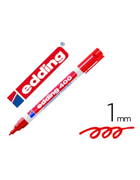 Rotulador Edding Marcador Permanente 400 Rojo Punta Redonda 1 Mm Recargable