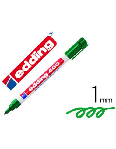 Rotulador Edding Marcador Permanente 400 Verde Punta Redonda 1 Mm Recargable