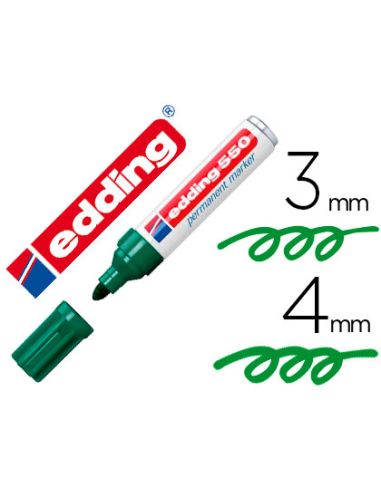 Rotulador Verde Edding Punta Fibra Permanente 550 N. 4 Punta Redonda Recargable