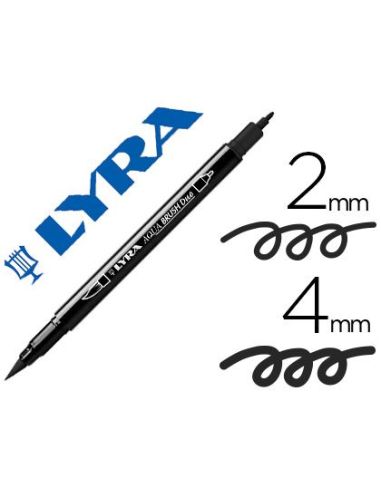 Rotulador Negro Lyra Aqua Brush Acuarelable Doble Punta Fina Y Pincel