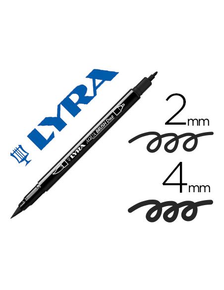 Rotulador Negro Lyra Aqua Brush Acuarelable Doble Punta Fina Y Pincel