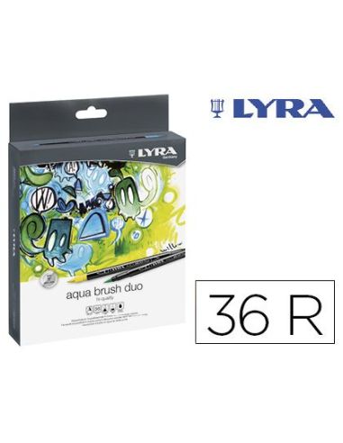 Rotulador Lyra Aqua Brush Duo Caja De 36 Colores Surtidos|Libreriasalesiana