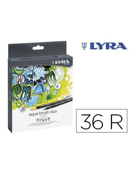 Rotulador Lyra Aqua Brush Duo Caja De 36 Colores Surtidos|Libreriasalesiana