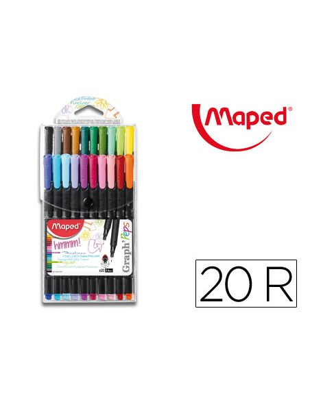 Rotulador Maped Punta De Metal Graph Peps Fine Liner Estuche De 20 Colores Surtidos