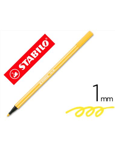 Rotulador Amarillo Limon Stabilo Acuarelable Pen 68  Punta Gruesa 1Mm