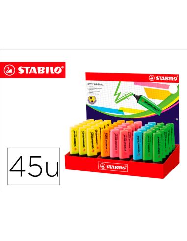 Rotulador Stabilo Boss Fluorescente 70 Expositor De 45 Unidades Colores Surtidos