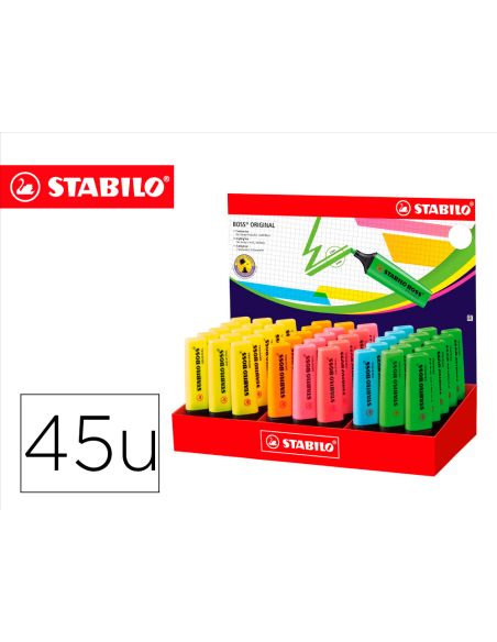 Rotulador Stabilo Boss Fluorescente 70 Expositor De 45 Unidades Colores Surtidos