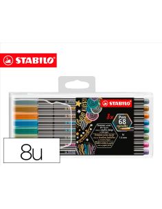 Rotulador Stabilo Punta De Fibra Pen 68 Metallic Estuche Plastico De 8 Unidades Colores Surtidos