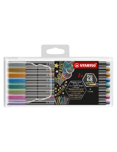 Rotulador Stabilo Punta De Fibra Pen 68 Metallic Estuche Plastico De 8 Unidades Colores Surtidos